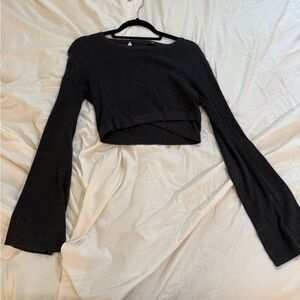 BCBGeneration Cropped Charcoal Long Sleeve Sweater